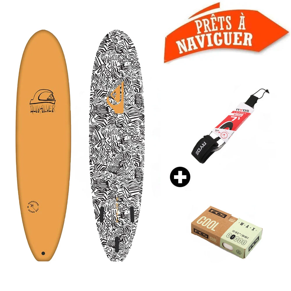 Surf Mousse Quiksilver Break Orange + Leash + Wax 1 Surf Mousse Quiksilver Break Orange + Leash + Wax