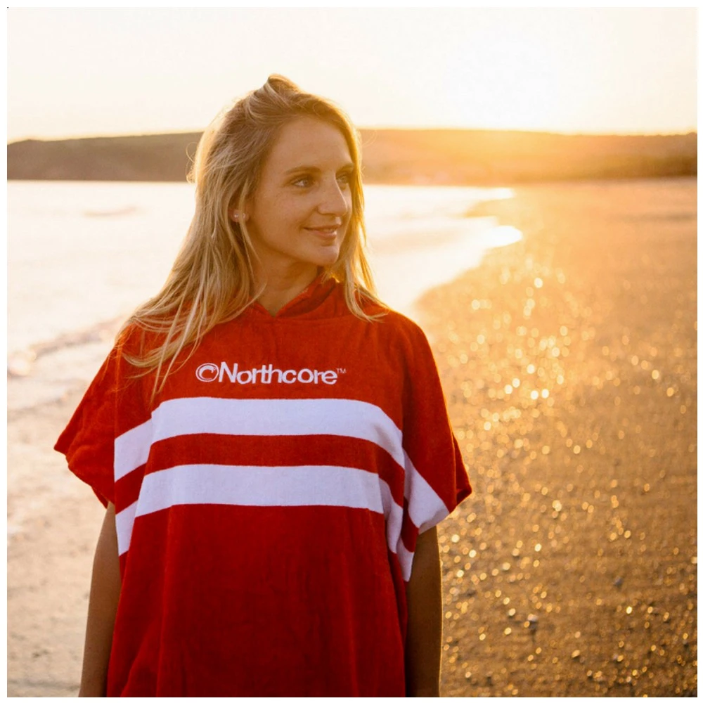 PONCHO NORTHCORE BEACH BASHA ROUGE/BLANC 1 PONCHO NORTHCORE BEACH BASHA ROUGE/BLANC